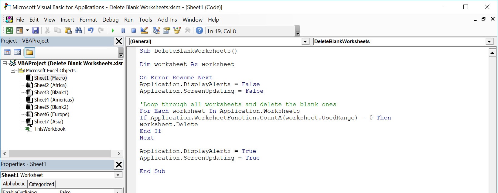 Delete Blank Worksheets Using Macros In Excel