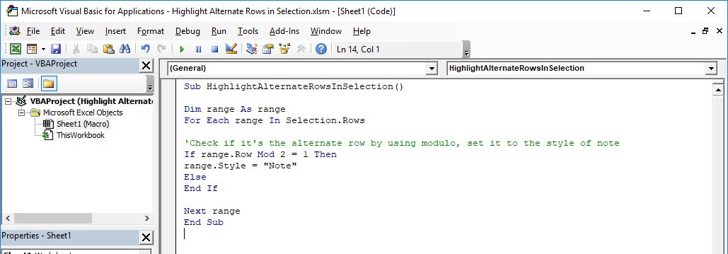 Highlight Alternate Rows in Selection Using Macros In Excel | MyExcelOnline
