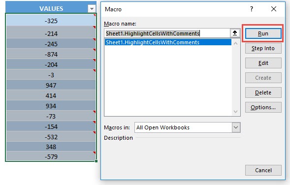 Highlight Cells with Comments Using Macros In Excel | MyExcelOnline