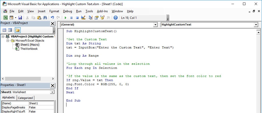 Highlight Custom Text Using Macros In Excel | MyExcelOnline