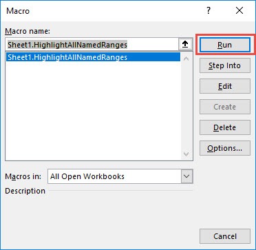 Highlight all Named Ranges Using Macros In Excel