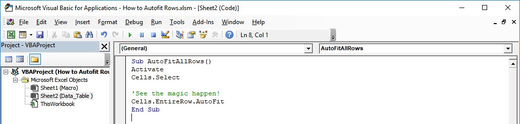 How to Autofit Rows Using Macros in Excel