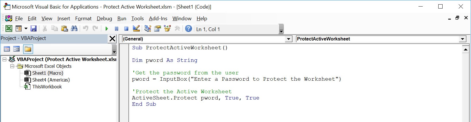 Protect Active Worksheet Using Macros In Excel | MyExcelOnline