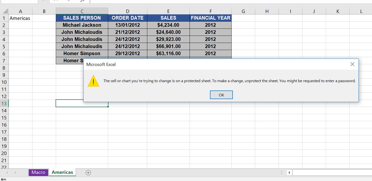 Protect Active Worksheet Using Macros In Excel