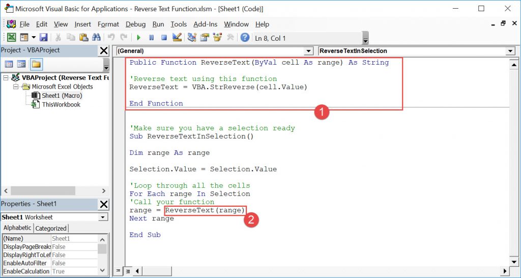 Reverse Text Using Macros | MyExcelOnline