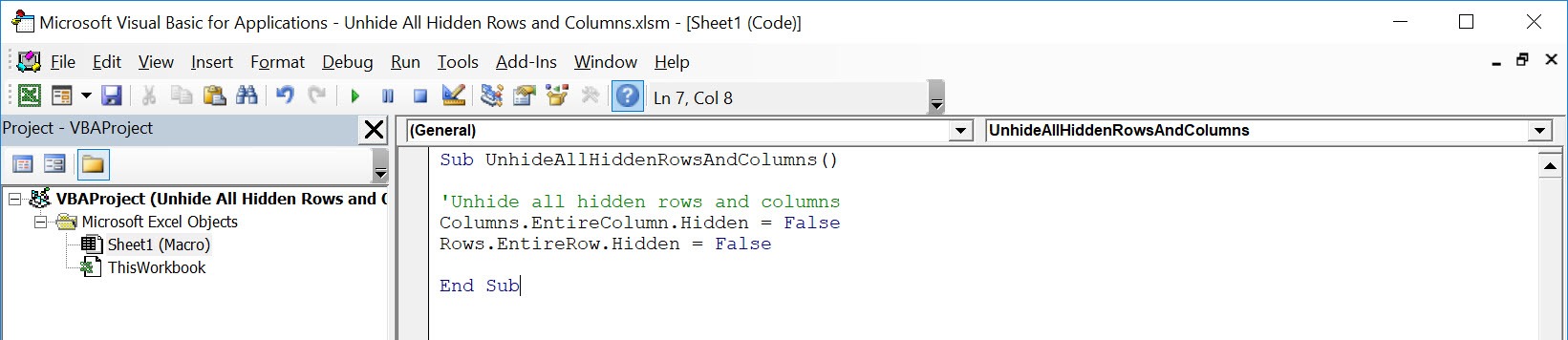 Unhide All Hidden Rows and Columns Using Macros In Excel