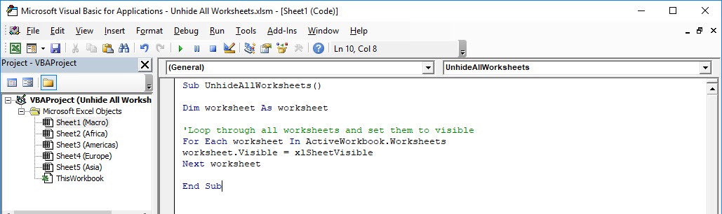 Unhide All Worksheets Using Macros In Excel | MyExcelOnline
