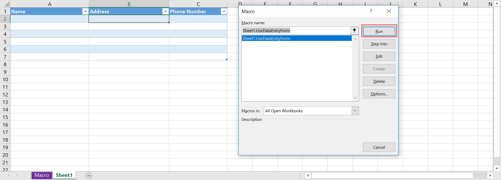 Use the Data Entry Form Using Macros In Excel | MyExcelOnline