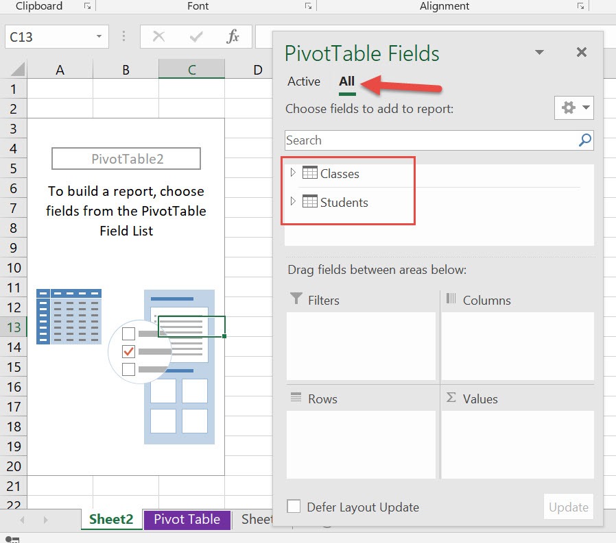 Data Model and Relationships In Microsoft Excel Pivot Tables