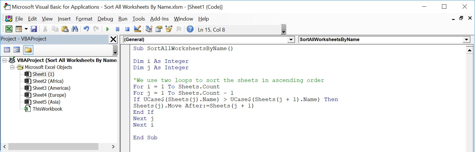 Sort All Worksheets By Name Using Macros In Excel