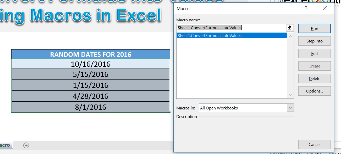 Convert Formulas into Values Using Macros In Excel