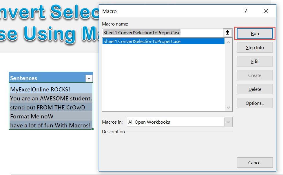 Convert Selection to Proper Case Using Macros In Excel