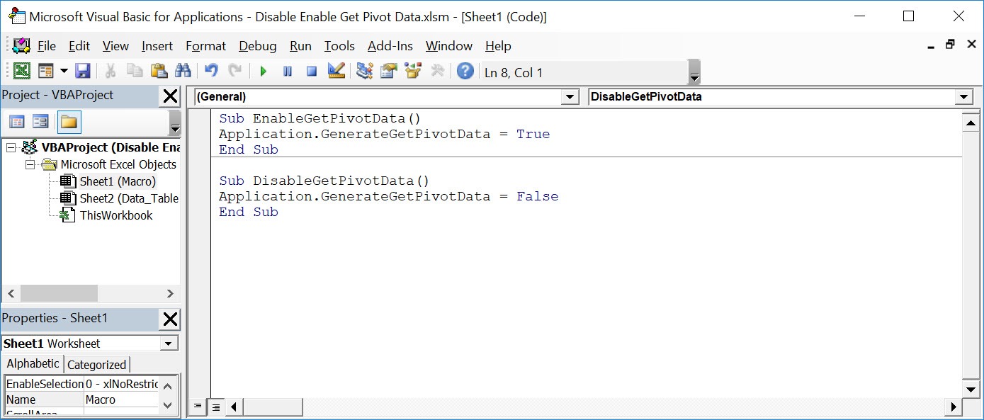 Disable/Enable Get Pivot Data Using Macros In Excel