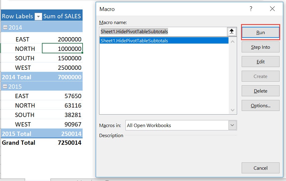 Hide Pivot Table Subtotals Using Macros In Excel