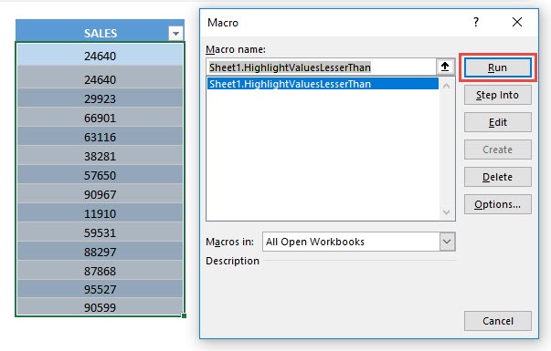 Highlight Values Lesser Than Using Macros In Excel