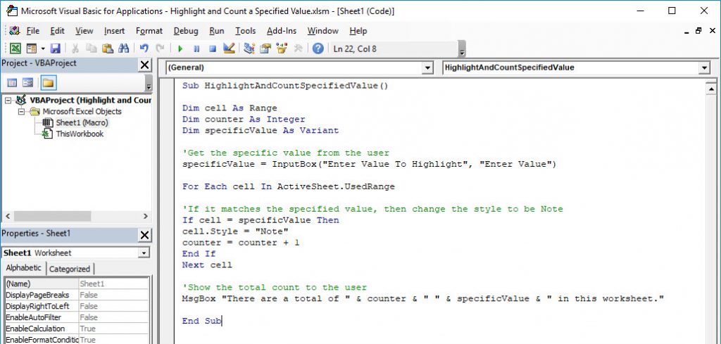 Highlight and Count a Specified Value | MyExcelOnline