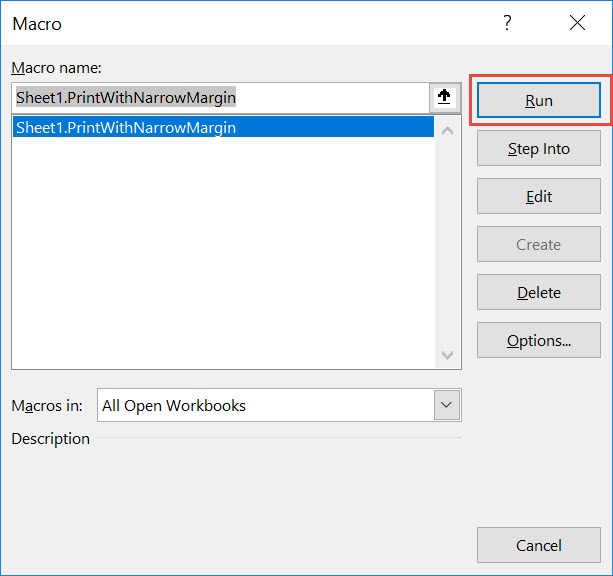 Print with a Narrow Margin Using Macros In Excel