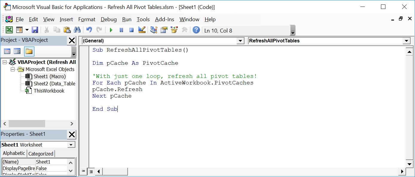 Refresh All Pivot Tables Using Macros In Excel