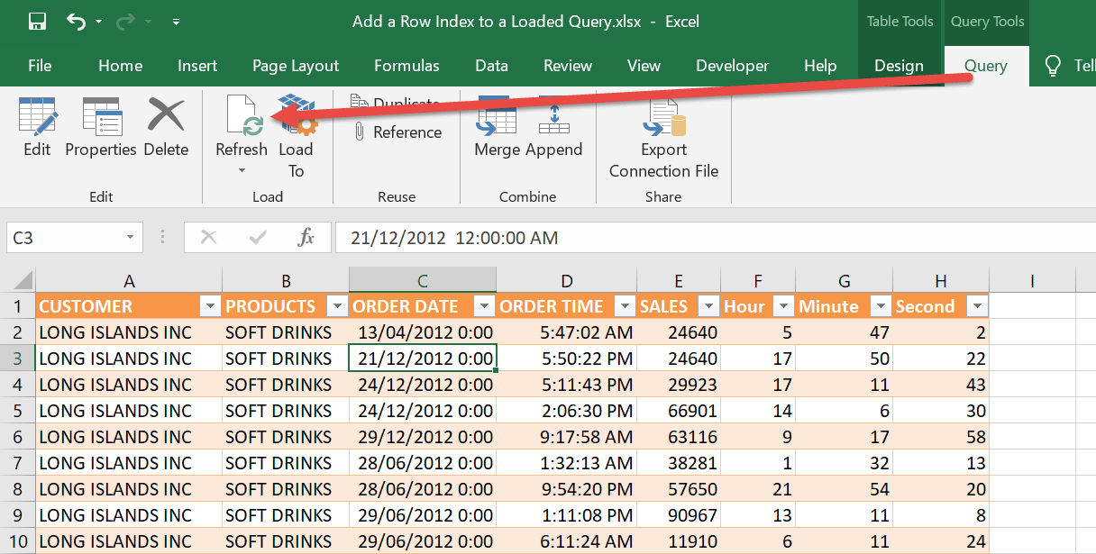 Add a Row Index to a Loaded Query Using Power Query