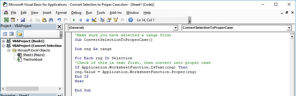 Convert Selection to Proper Case Using Macros In Excel