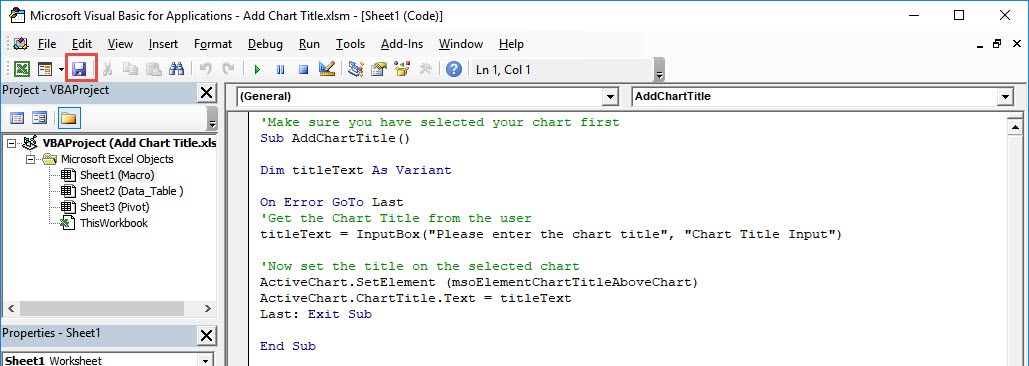 Add Chart Title Using Macros In Excel