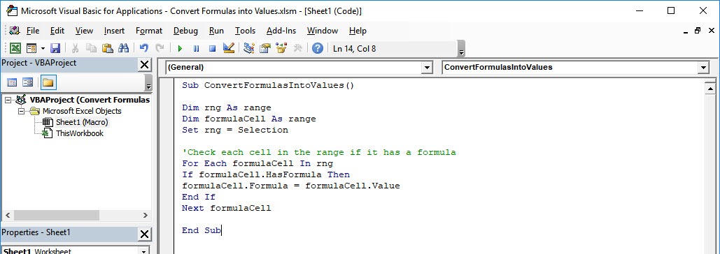 Convert Formulas into Values Using Macros In Excel