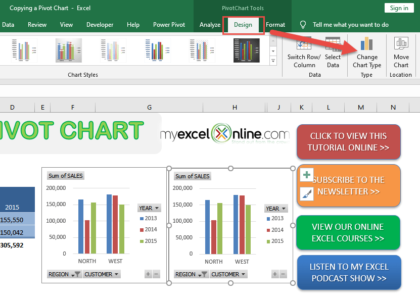 Copy a Pivot Chart