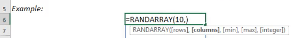 RANDARRAY Formula in Excel