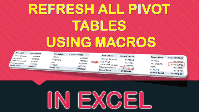 Refresh All Pivot Tables Using Macros In Excel