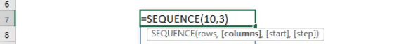 SEQUENCE Formula in Excel