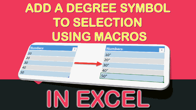 Add a Degree Symbol to Selection Using Macros In Excel