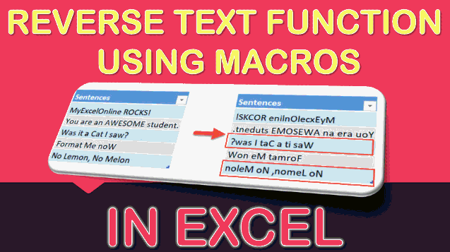 Reverse Text Function Using Macros In Excel