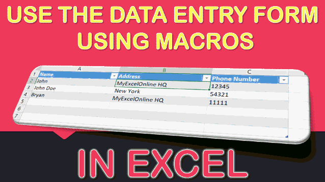 Use the Data Entry Form Using Macros In Excel