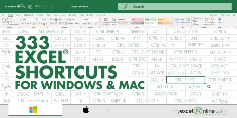 333 Excel Shortcuts for Windows and Mac | MyExcelOnline