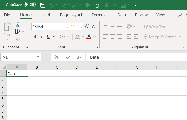 type data in excel