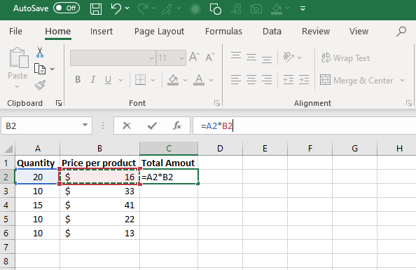 basic calculation in excel