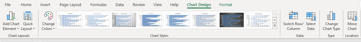 Chart Desgin Tab in Excel
