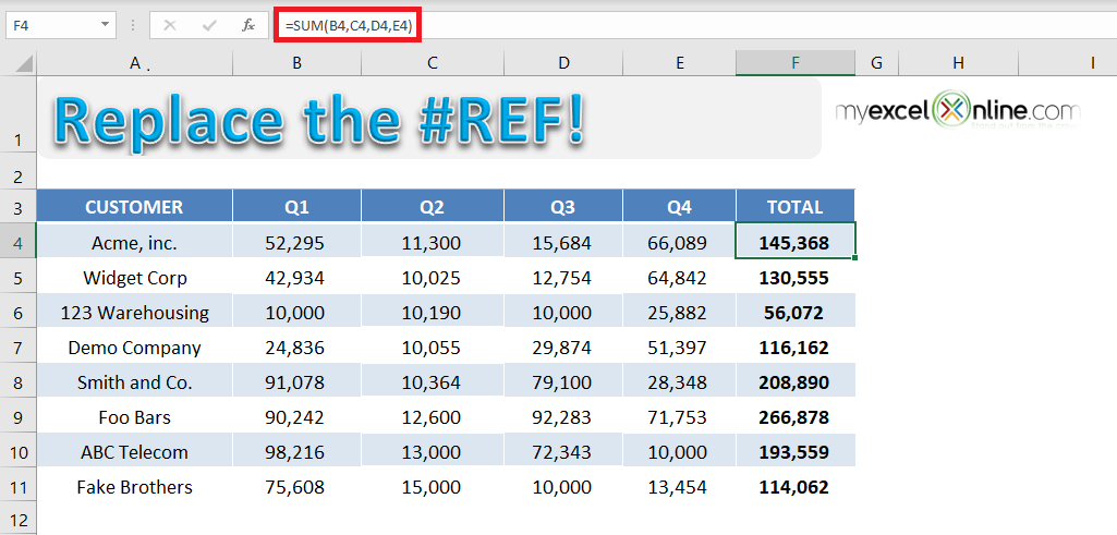 Clear a #REF error in Excel