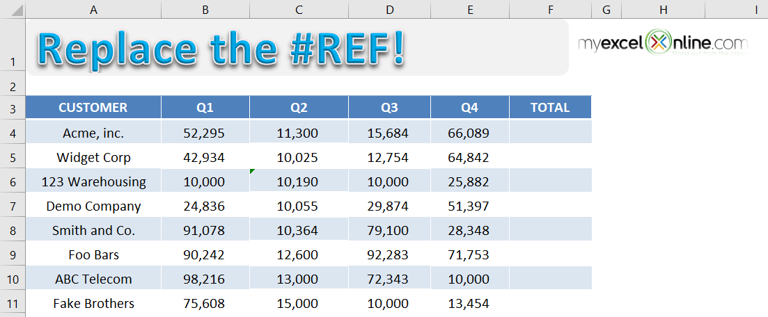 Clear a #REF error in Excel