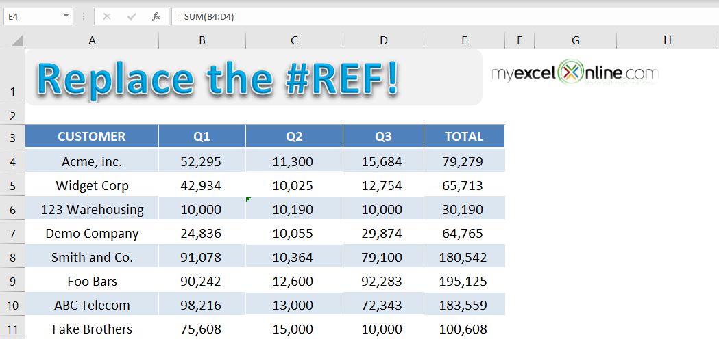 Clear a #REF error in Excel