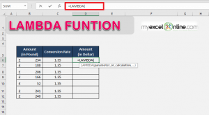 LAMBDA Function in Excel - Create Custom Functions in Excel | MyExcelOnline
