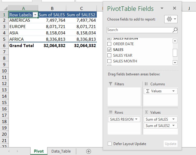 Change Sum View in Label Areas