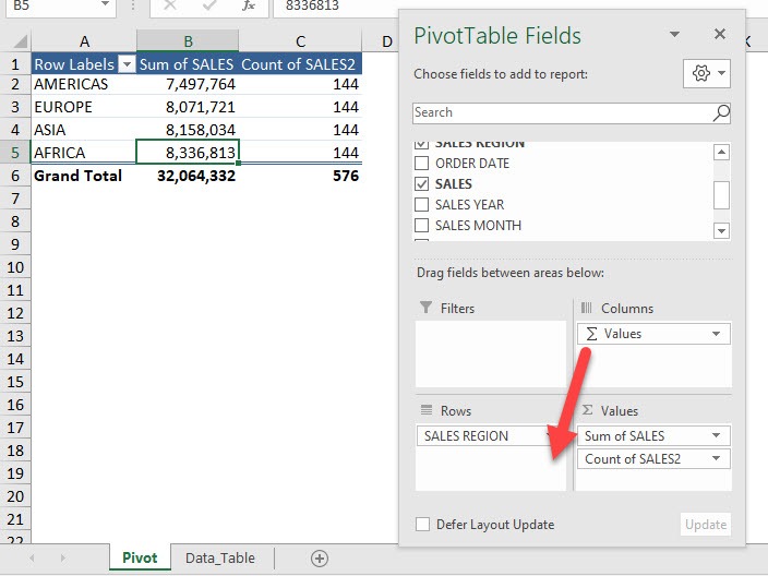 Change Sum View in Label Areas