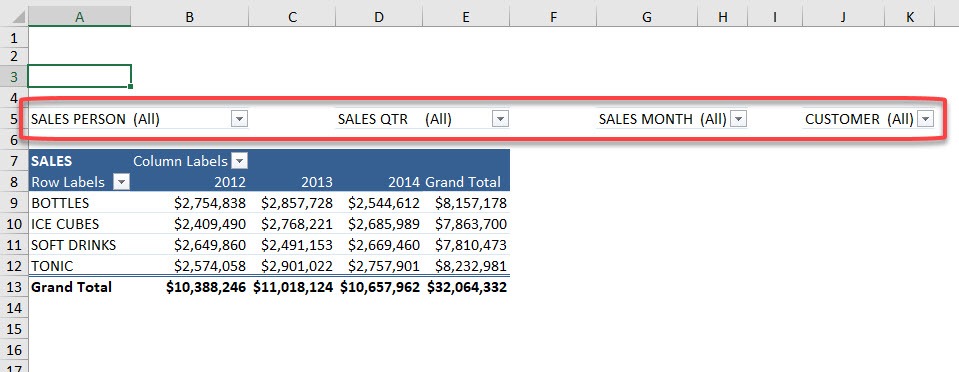 Change Layout of Report Filter