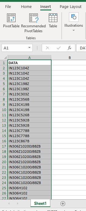 Clean Data Set for Pivot Table