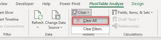 Clear Filters & Clear Pivot