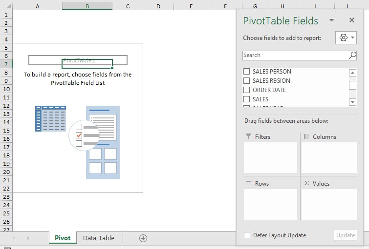 Clear Filters & Clear Pivot