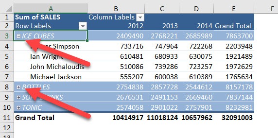 Expand and Collapse buttons in Excel Pivot Tables | MyExcelOnline