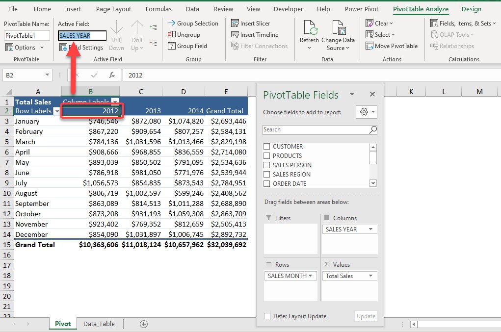 Field Name Formatting in Excel Pivot Tables