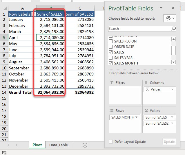 Predetermined Number Formatting in Excel Pivot Tables